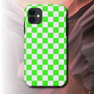 Case-Mate iPhone Case Neon Green Blanc À damiers Checkerboard Vintage