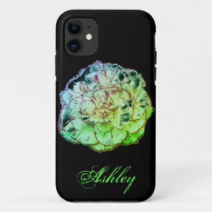 Case-Mate iPhone Case Neon Green Carnation Flower avec votre nom