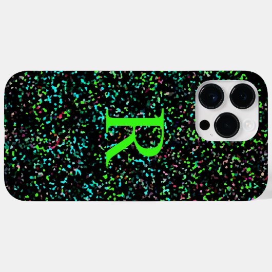 Coques Case-Mate iPhone Neon Green Monogrammes Parties scintillant Motifs  (Verso (horizontal))