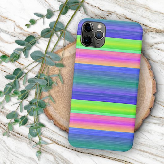 Coques Case-Mate iPhone Neon Lime Green Hot Pink Blue Stripes Art Motif