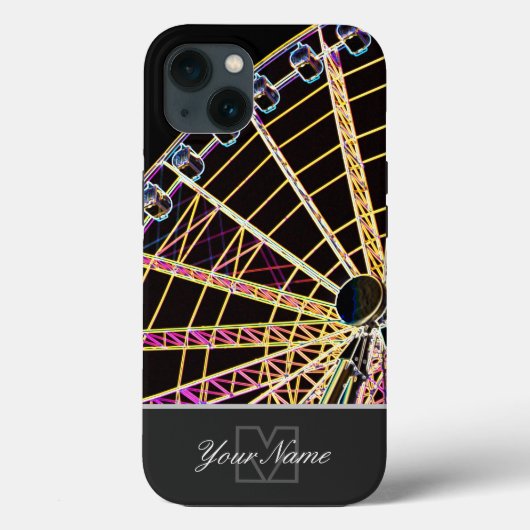 Coques Case-Mate iPhone Neon-Pop-Art Ferris Roue avec Monogramme ! (Verso)