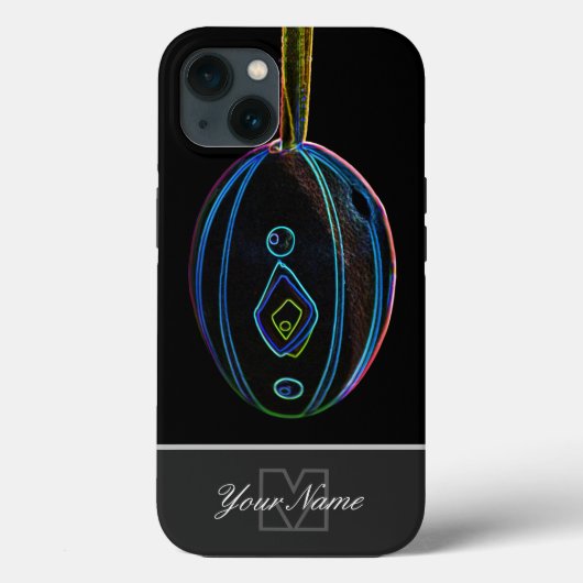 Coques Case-Mate iPhone Neon-Pop-Art Joyeux Oeuf de Pâques avec Monogramme (Verso)