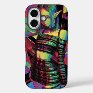 Coques iPhone 16 Neon Prism Elf — Parties scintillant Stripes, Cybe