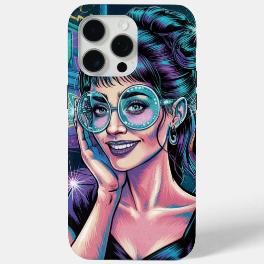Coques Case-Mate iPhone "Neon Retro Girl - Cyberpunk Pop Art" (Verso)