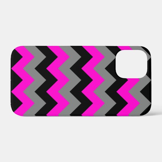 Coques Case-Mate iPhone Neon rose gris et noir Zigzag (Verso (horizontal))