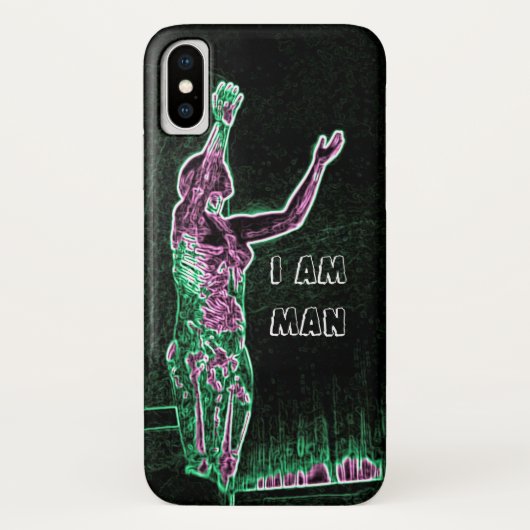 Coques Case-Mate iPhone Neon Transparent Man Reaching For The Sky Je SUIS (Dos)