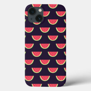 iPhone 13 Case Neon Watermelon on Purple Pattern