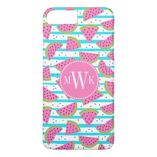 Coques Case-Mate iPhone Neon Watermelon on sur Stripes Motif (Dos)