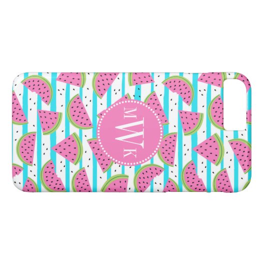 Coques Case-Mate iPhone Neon Watermelon on sur Stripes Motif (Dos (Horizontal))
