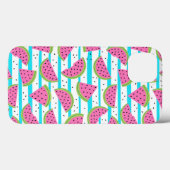 Coques Case-Mate iPhone Neon Watermelon on sur Stripes Motif (Verso (horizontal))