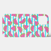 Coques Case-Mate iPhone Neon Watermelon on sur Stripes Motif (Verso (horizontal))