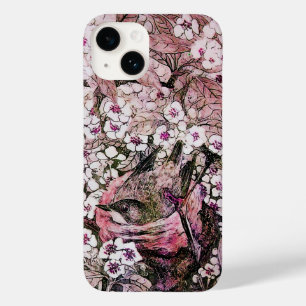 COQUE POUR iPhone 14 NEST D'OISEAU, ARBRE AVEC FLEURS DE PRINTEMPS ROSE