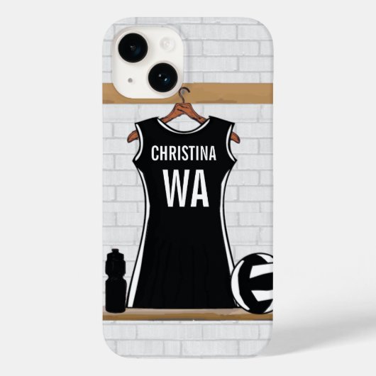 Coques Case-Mate iPhone netball design personnalisable noir et blanc (Verso)