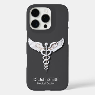 Coques iPhone 16 Pro Nettoyer blanc détaillé Caduceus Médicale gris cha