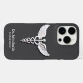 Coques Case-Mate iPhone Nettoyer blanc détaillé Caduceus Médicale gris cha (Verso (horizontal))