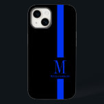 Coque Pour iPhone 14 Nettoyer et minimiser le monogramme | Ligne Bleue<br><div class="desc">Doté d'un look astucieux mais minimal qui fera tourner les têtes, ce coque iphone est marqué avec le monogramme personnalisé et le nom du membre de l'équipe de service intégré dans la bande de ligne bleue mince classique. La fine ligne bleue est une représentation symbolique de la police américaine. C'est...</div>