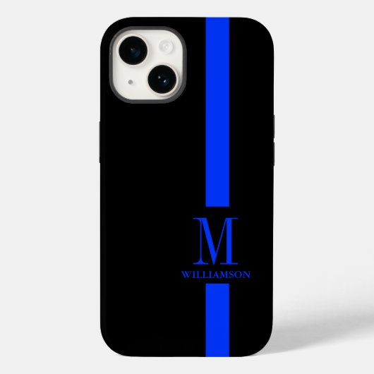 Coques Case-Mate iPhone Nettoyer et minimiser le monogramme | Ligne Bleue  (Verso)