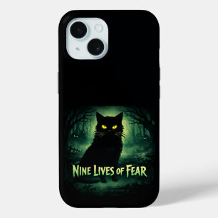 Coque Pour iPhone 15 Neuf vies de peur - Chat noir