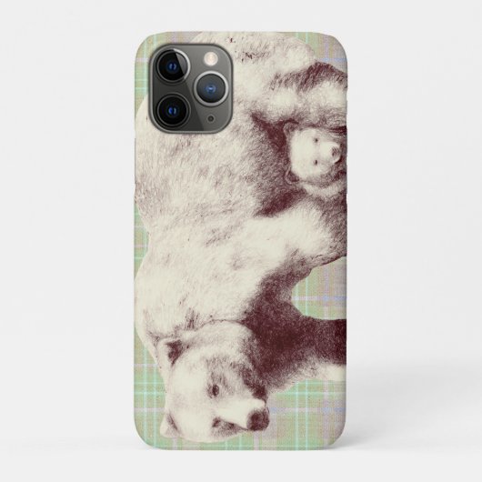 Coques Case-Mate iPhone Neutral Sage Plaid Bear (Dos)