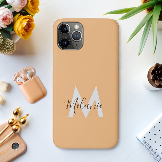 Coques Case-Mate iPhone Neutre Minimaliste moderne orange monogramme
