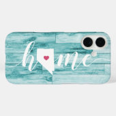 Coques Case-Mate iPhone Nevada Home État Turquoise Wood Look (Verso (horizontal))