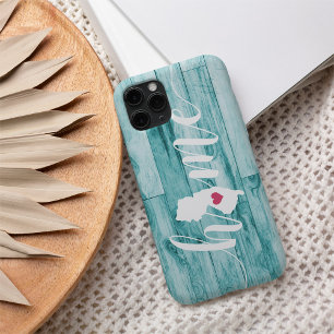 Coques iPhone 16 New Jersey Home State Turquoise Wood Look