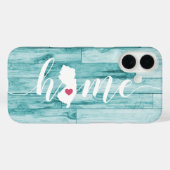 Coques Case-Mate iPhone New Jersey Home State Turquoise Wood Look (Verso (horizontal))