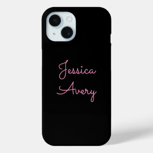 Coque Pour iPhone 15 N'importe quel nom Superbe écriture rose éditabl