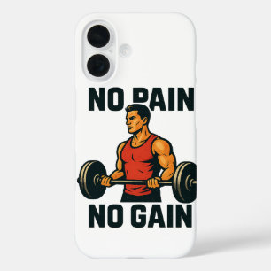 Coques iPhone 16 No Pain No Gain Motivation Gym Téléphone Fond d'