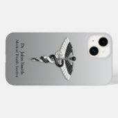 Coques Case-Mate iPhone Noble Médicale Classy Élégant noir blanc Caduceus (Verso (horizontal))