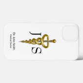 Coques Case-Mate iPhone Noble Médicale Classy Elegant Or Argent Asclepius (Verso (horizontal))
