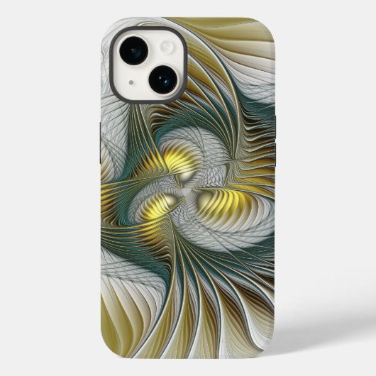 Coques Case-Mate iPhone Nobly Golden Turquoise Imaginaire Fractal Art (Verso)