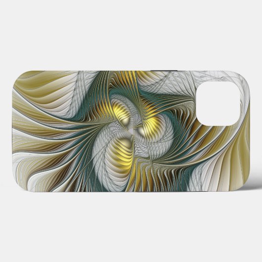 Coques Case-Mate iPhone Nobly Golden Turquoise Imaginaire Fractal Art (Verso (horizontal))