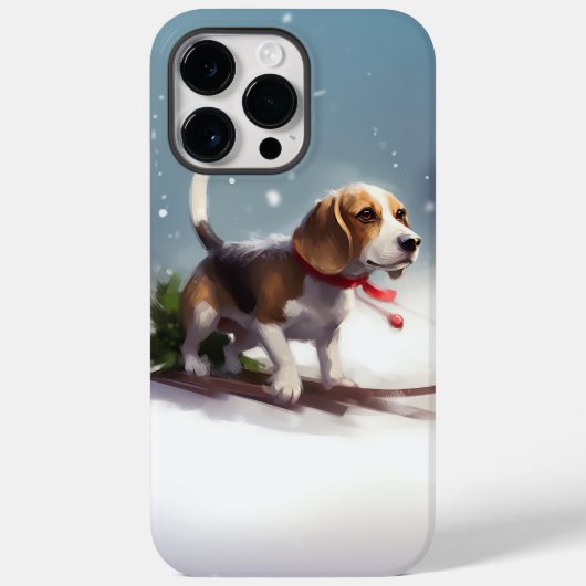 Coques Case-Mate iPhone Noël Beagle neige hiver (Verso)
