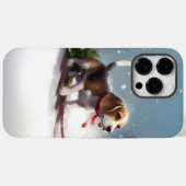 Coques Case-Mate iPhone Noël Beagle neige hiver (Verso (horizontal))