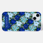 Coques Case-Mate iPhone Noël bleu Poinsettia (Verso (horizontal))