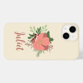 Coques Case-Mate iPhone Noël Botanique Nom personnalisé (Verso (horizontal))