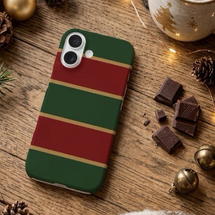 Coques iPhone 16 Noël Classique Vert Et Rouge Avec Garniture Dorée