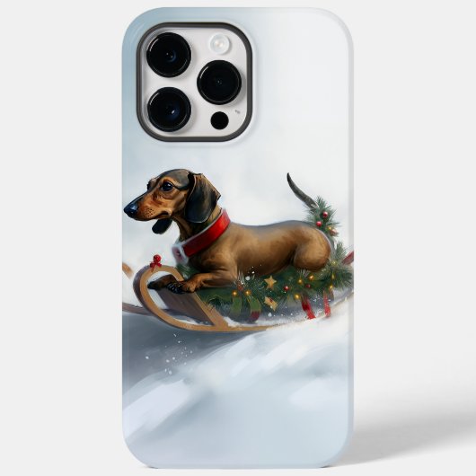 Coques Case-Mate iPhone Noël Dachshund neige hiver (Verso)