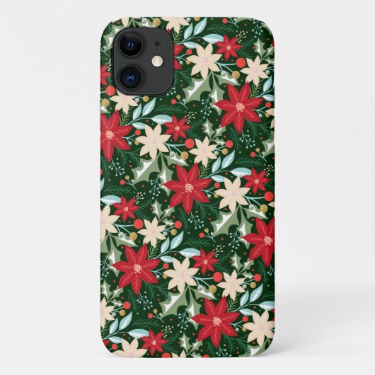 Coques Case-Mate iPhone Noël de fête de Poinsettia (Dos)