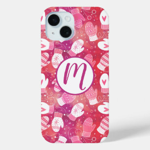 Coque Pour iPhone 15 Noël d'hiver Mittens Motif en rose