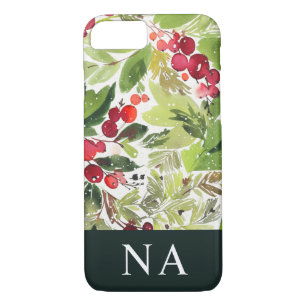 Case-Mate iPhone Case Noël d'initiale de monogramme de feuillage