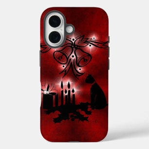 Coques iPhone 16 Noël d'ornements avec étoiles et chat le