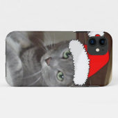 Coques Case-Mate iPhone Noël du chat bleu russe (Dos (Horizontal))