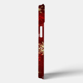 Coques Case-Mate iPhone Noël Golden Snowflakes sur Arrière - plan rouge (Verso / Droite)