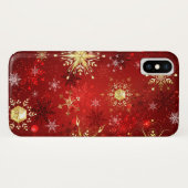 Coques Case-Mate iPhone Noël Golden Snowflakes sur Arrière - plan rouge (Dos (Horizontal))