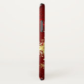 Coques Case-Mate iPhone Noël Golden Snowflakes sur Arrière - plan rouge (Dos/Droite)