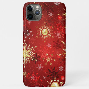 Case-Mate iPhone Case Noël Golden Snowflakes sur Arrière - plan rouge