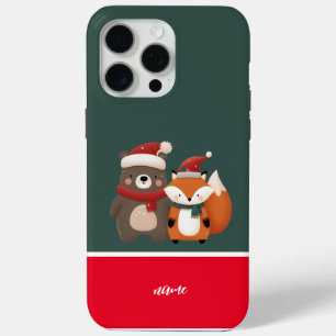 Coque iPhone 15 Pro Max Noël/hiver Mignonne Ours et renard