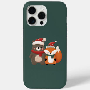 Coque iPhone 15 Pro Max Noël/hiver Mignonne Ours et renard